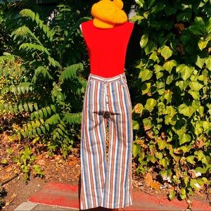 70's Bobbie Brooks Red White & Blue Striped Flares